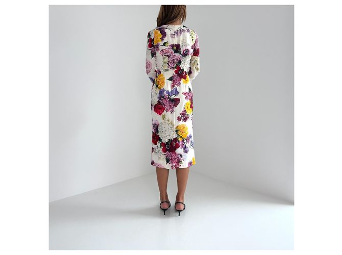 Dolce & Gabbana Vestido Midi de Seda Estampado Floral Primavera 2019 - vista 11
