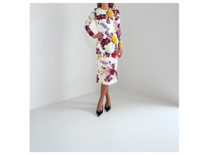 Dolce & Gabbana Vestido Midi de Seda Estampado Floral Primavera 2019 - vista 2