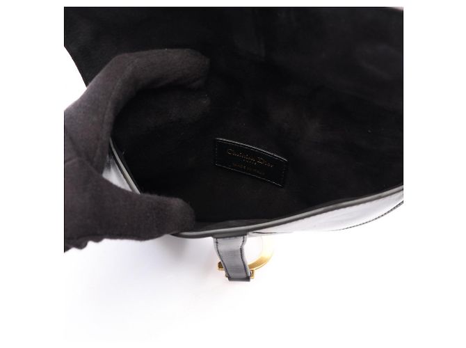 Borsa Saddle Christian Dior in pelle nera - vista 3