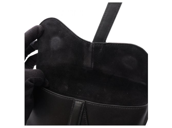 Borsa Saddle Christian Dior in pelle nera - vista 5