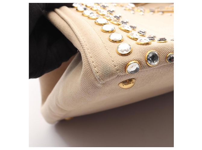 Tote Prada Canapa Beige Canvas Handbag - view 9