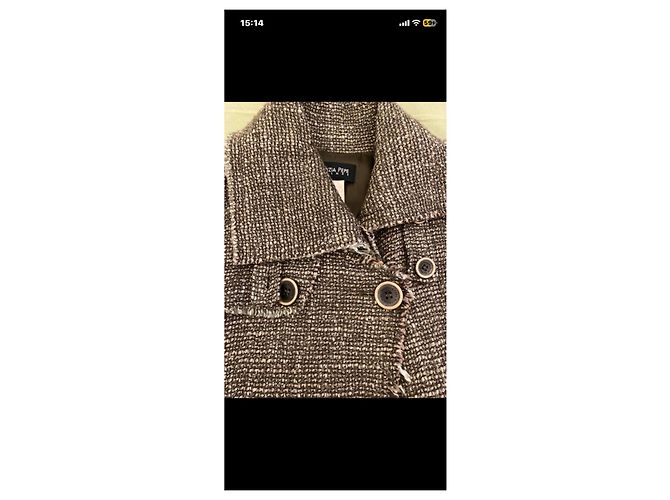 Chaqueta Patrizia Pepe de tweed marrón con cinturón - vista 3