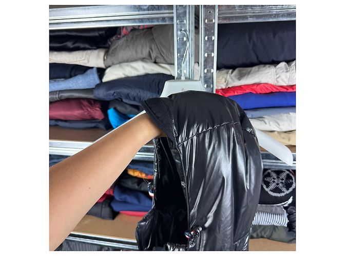 Giacca da sci lucida con cappuccio trapuntato e maschera Moncler Grenoble da donna, Nero, Taglia M - vista 16