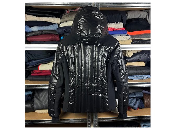 Giacca da sci lucida con cappuccio trapuntato e maschera Moncler Grenoble da donna, Nero, Taglia M - vista 2