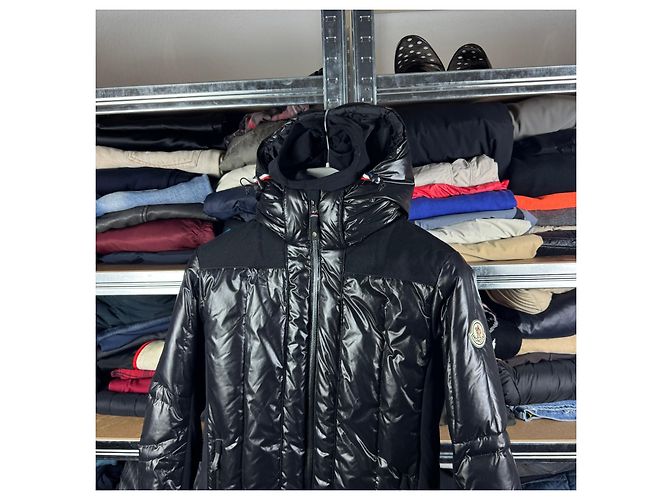 Giacca da sci lucida con cappuccio trapuntato e maschera Moncler Grenoble da donna, Nero, Taglia M - vista 4