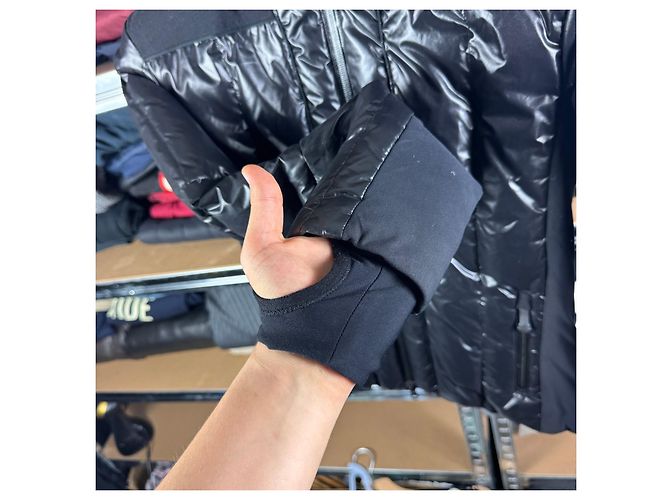 Giacca da sci lucida con cappuccio trapuntato e maschera Moncler Grenoble da donna, Nero, Taglia M - vista 9