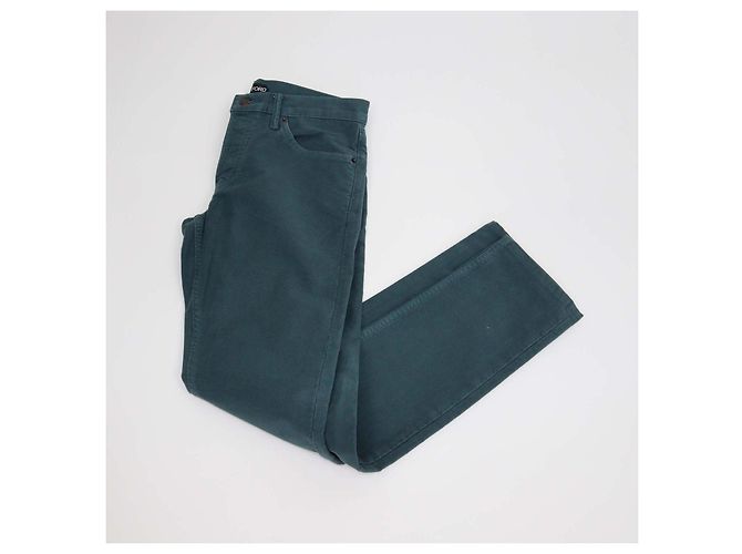Tom Ford Teal Cotton Slim Fit Pants - view 3
