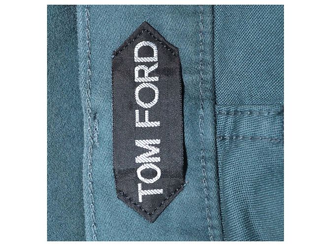 Tom Ford Teal Cotton Slim Fit Pants - view 5