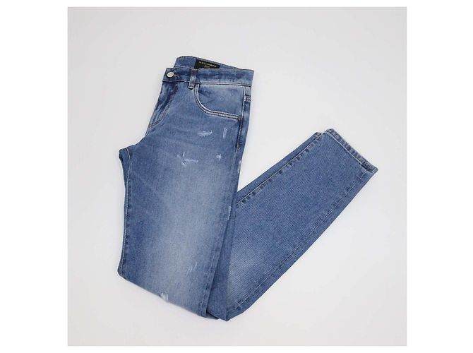 Dolce & Gabbana Blue Washed Denim Distressed Skinny Pants - Ansicht 3