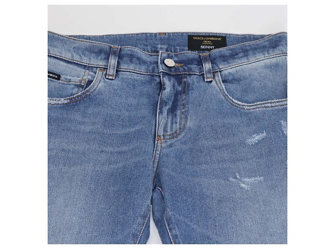 Dolce & Gabbana Blue Washed Denim Distressed Skinny Pants - Ansicht 4