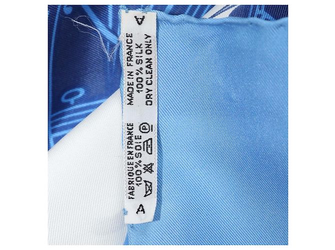 Hermès Pañuelo Hermes Blue,White Silk Ex-Libris 90 - vista 7