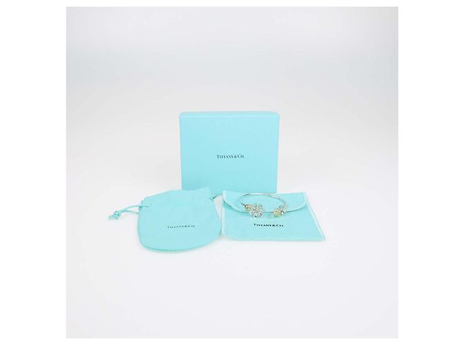 Tiffany & Co. Please Return To Tiffany & Co. Bracciale Rigido in Argento Sterling e Oro Giallo 18K con Coccinella e Fiore - vista 7