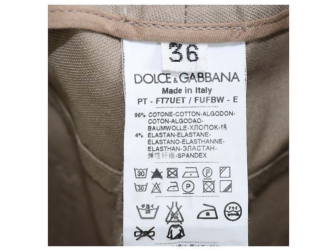 Calças Slim Fit em algodão cáqui Dolce & Gabbana - vista 6