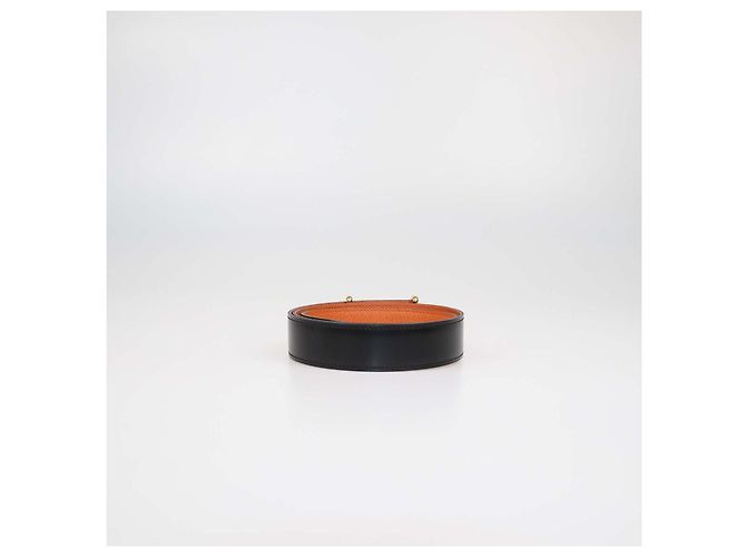 Hermès Hermes Black,Orange Box Calf and Clemence Leather Reversible Idem Belt - view 4