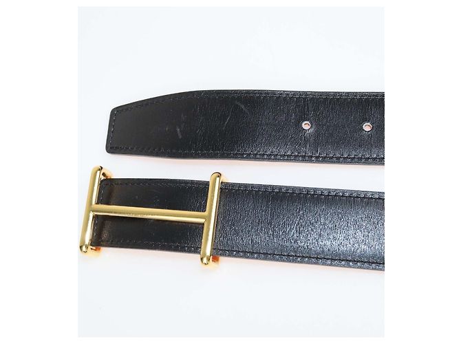 Hermès Hermes Black,Orange Box Calf and Clemence Leather Reversible Idem Belt - view 6
