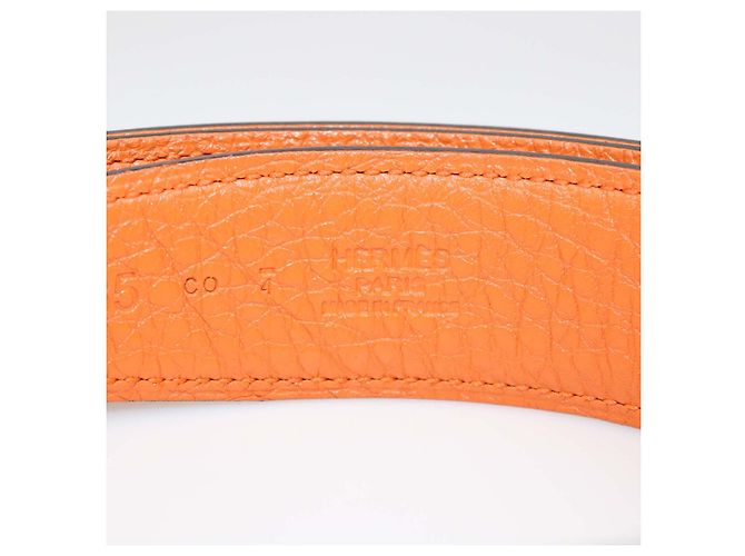 Hermès Hermes Black,Orange Box Calf and Clemence Leather Reversible Idem Belt - view 7