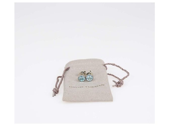 David Yurman Sterling Silver 14K Gold Blue Topaz Petite Chatelaine Stecker-Ohrringe - Ansicht 5