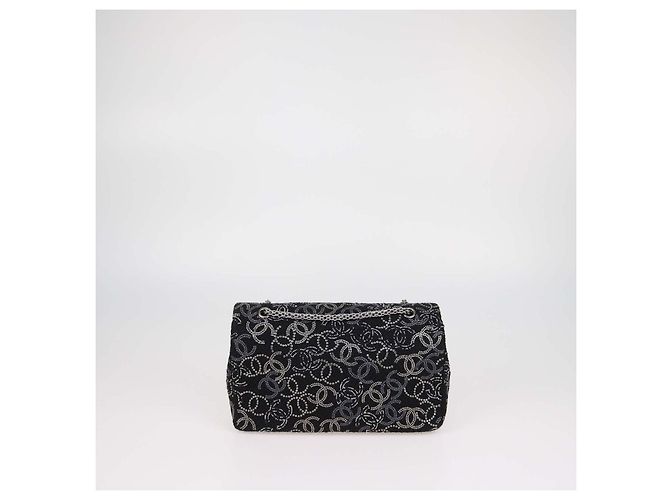 Borsa Chanel Medium Classic Double Flap in tweed nero e cristalli Paris-Shanghai - vista 3