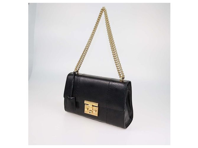 Gucci Medium Padlock Schultertasche aus schwarzem Python - Ansicht 2