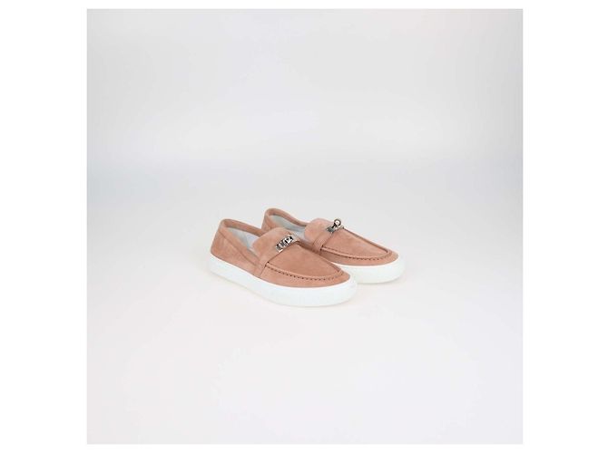Hermès Sneakers Slip-On Hermes Game in camoscio nude - vista 2