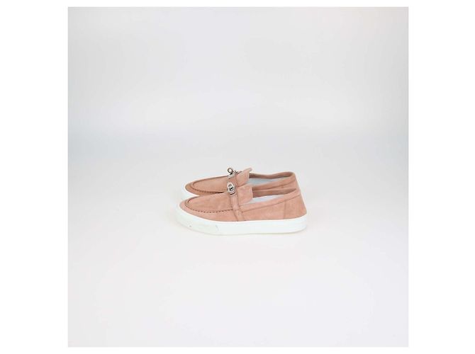 Hermès Sneakers Slip-On Hermes Game in camoscio nude - vista 4