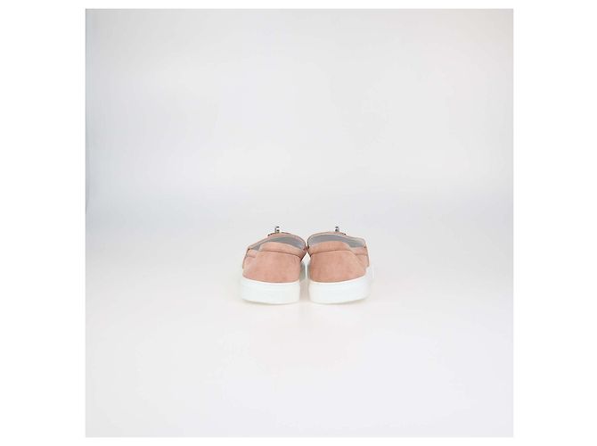 Hermès Sneakers Slip-On Hermes Game in camoscio nude - vista 5
