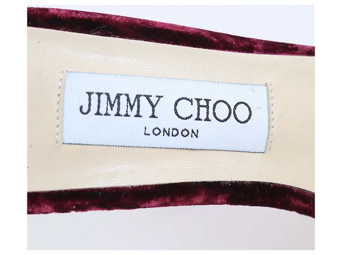 Sandali platform con cinturino alla caviglia in velluto bordeaux e pelle Jimmy Choo - vista 6