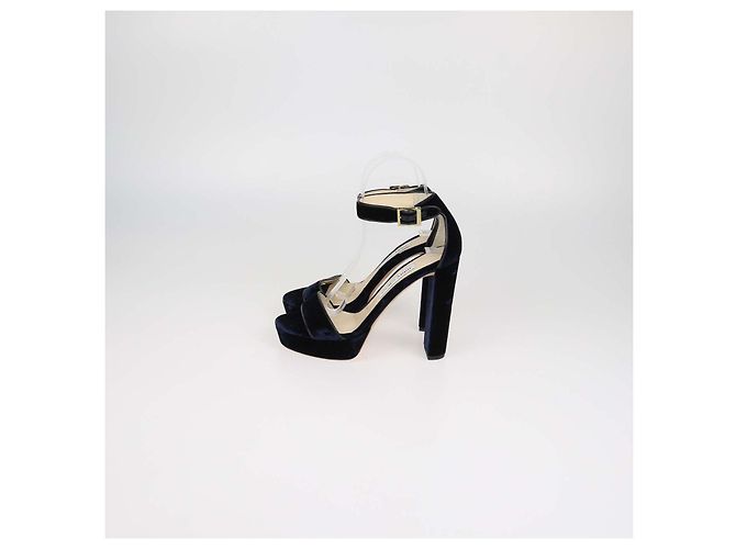 Sandali platform con cinturino alla caviglia in velluto blu navy e pelle Jimmy Choo - vista 4