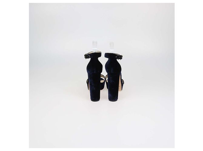 Sandali platform con cinturino alla caviglia in velluto blu navy e pelle Jimmy Choo - vista 5