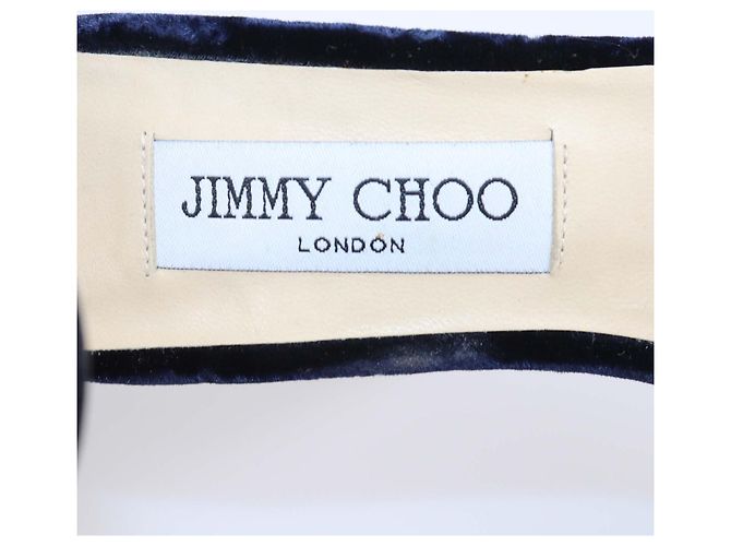Sandali platform con cinturino alla caviglia in velluto blu navy e pelle Jimmy Choo - vista 6