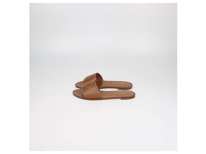 Sandali bassi Lock It in pelle marrone Louis Vuitton - vista 4