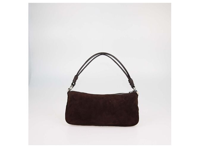 Borsa Demi Valentino in camoscio marrone scuro con firma V Crystal - vista 3