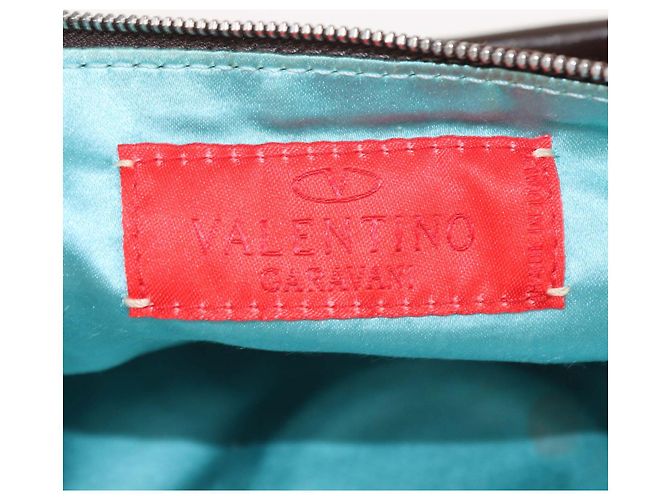 Borsa Demi Valentino in camoscio marrone scuro con firma V Crystal - vista 6