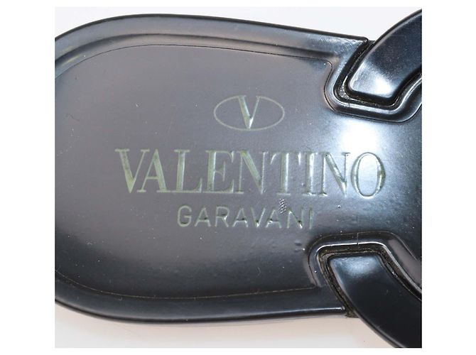 Valentino Sandali Flat Thong Rockstud con Fiocco in Gomma Nera - vista 6