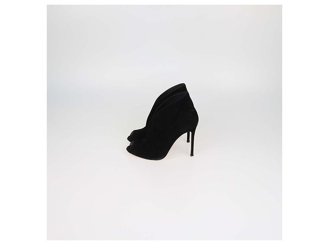 Stivaletti Peep Toe in camoscio nero Gianvito Rossi - vista 4