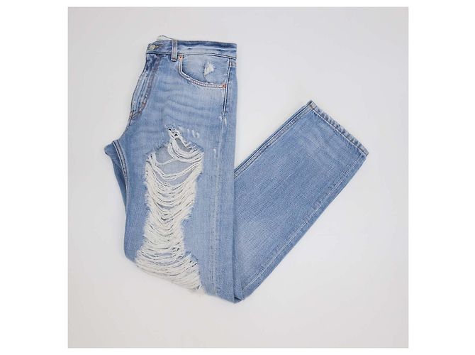 Pantalones rectos de denim azul Givenchy con efecto desgastado - vista 3