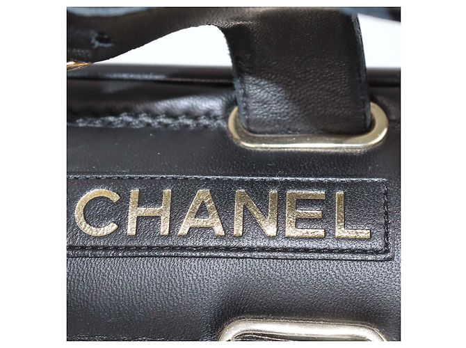 Sandali platform Chanel in pelle matelassé nera con Velcro - vista 6
