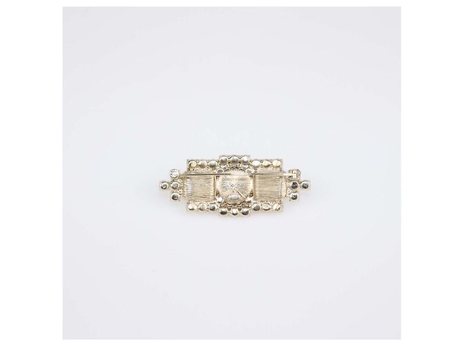 Spilla Chanel con perle e cristalli in tono oro - vista 3