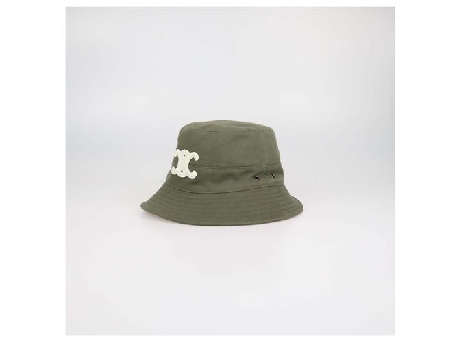 Céline Sombrero bucket Celine de algodón verde con bordado Triomphe - vista 2