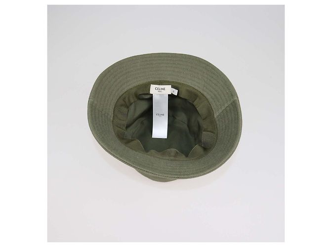 Céline Sombrero bucket Celine de algodón verde con bordado Triomphe - vista 4