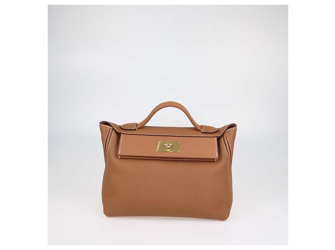 Hermès Borsa Hermes 24/24 29 in pelle Togo e Swift Gold con Twilly - vista 2