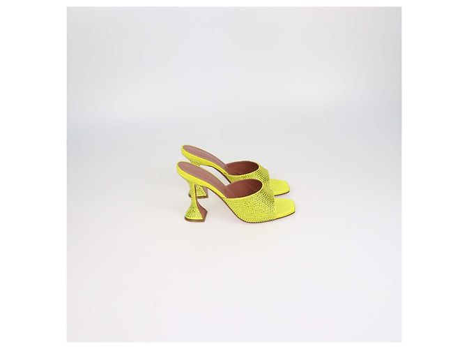 Sandali Mule Lupita Amina Muaddi Citrine Yellow Crystal - vista 3