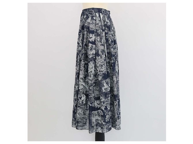 Falda midi Christian Dior de Toile De Jouy de algodón azul marino - vista 2