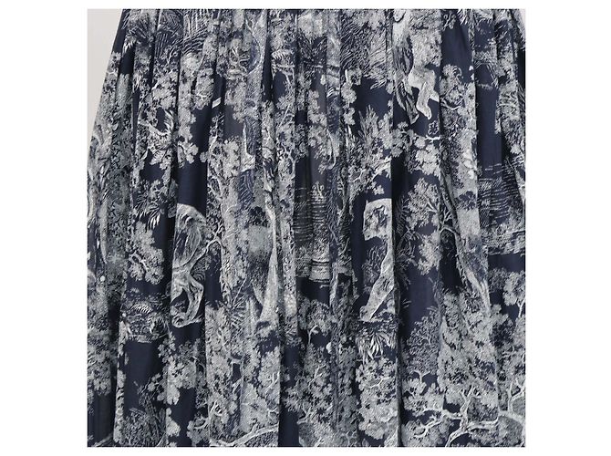 Falda midi Christian Dior de Toile De Jouy de algodón azul marino - vista 4