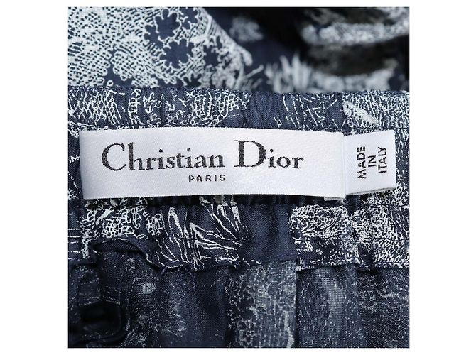 Falda midi Christian Dior de Toile De Jouy de algodón azul marino - vista 6