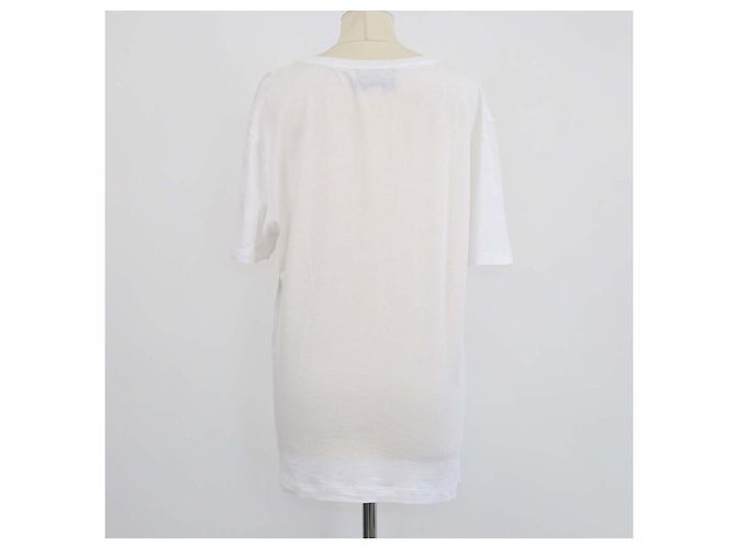 T-shirt Gucci in cotone bianco con logo stampato e effetto distressed - vista 3