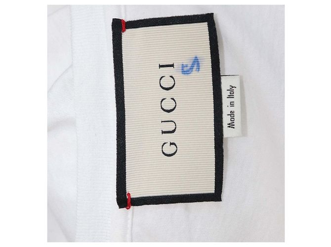 T-shirt Gucci in cotone bianco con logo stampato e effetto distressed - vista 5