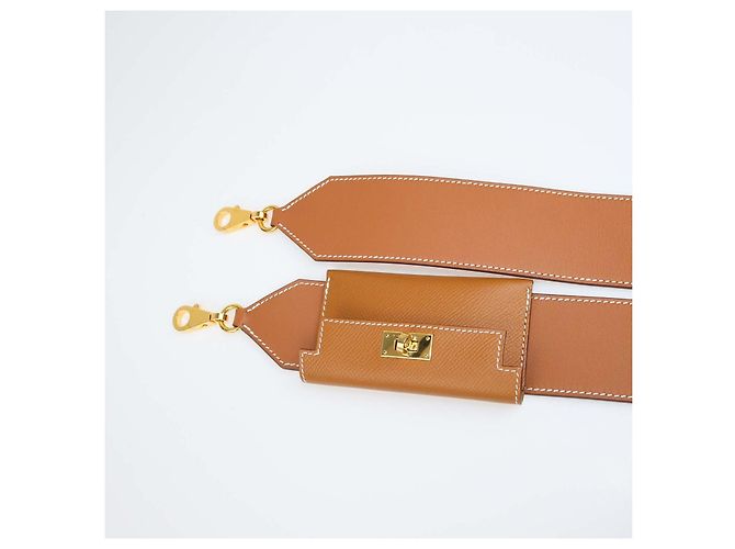 Hermès Tracolla per borsa Kelly Pocket in pelle Epsom e Swift Gold Hermes - vista 3