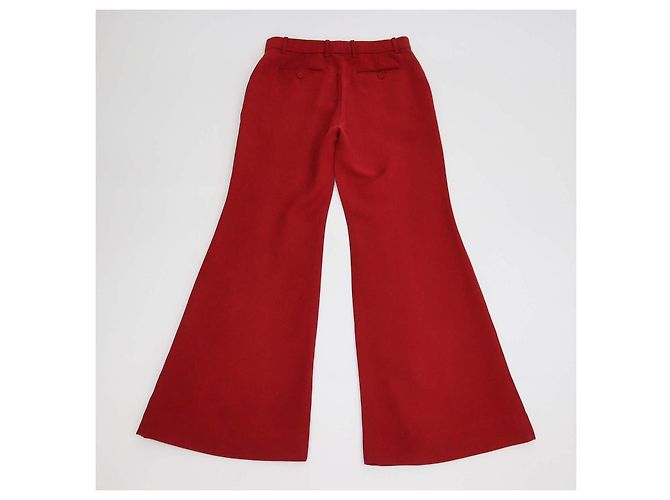 Gucci Red Silk Wool Eterotopia Flared Pants - view 2