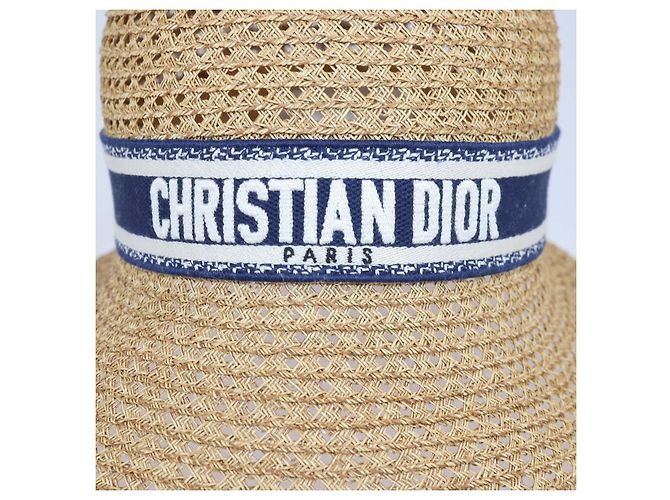 Cappello a tesa D-Wave Dioriviera in paglia Marrone, Blu Christian Dior - vista 4